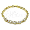 Pulsera Elegante 03.283.0091.07 Oro Laminado, con Blanca Zirconia Cubica, Pulido, Tono Dorado (05 MM Thickness, 7 Inches Length)