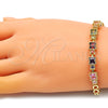 Pulsera Elegante 03.283.0091.1.07 Oro Laminado, con Multicolor Zirconia Cubica, Pulido, Tono Dorado (05 MM Thickness, 7 Inches Length)
