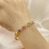 Pulsera Elegante 03.283.0091.1.07 Oro Laminado, con Multicolor Zirconia Cubica, Pulido, Tono Dorado (05 MM Thickness, 7 Inches Length)