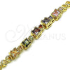 Pulsera Elegante 03.283.0091.1.07 Oro Laminado, con Multicolor Zirconia Cubica, Pulido, Tono Dorado (05 MM Thickness, 7 Inches Length)