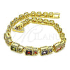 Pulsera Elegante 03.283.0091.1.07 Oro Laminado, con Multicolor Zirconia Cubica, Pulido, Tono Dorado (05 MM Thickness, 7 Inches Length)