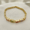 Pulsera Elegante 03.283.0091.1.07 Oro Laminado, con Multicolor Zirconia Cubica, Pulido, Tono Dorado (05 MM Thickness, 7 Inches Length)