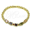 Pulsera Elegante 03.283.0091.1.07 Oro Laminado, con Multicolor Zirconia Cubica, Pulido, Tono Dorado (05 MM Thickness, 7 Inches Length)
