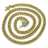 Gargantilla Basica 04.156.0465.24 Oro Laminado, Diseño de Miami Cubana, con Micro Pave Blanca, Pulido, Tono Dorado (Calibre 160, Grosor 06 MM, 24 Pulgadas de Largo)