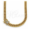 Gargantilla Basica 04.156.0465.24 Oro Laminado, Diseño de Miami Cubana, con Micro Pave Blanca, Pulido, Tono Dorado (Calibre 160, Grosor 06 MM, 24 Pulgadas de Largo)