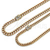 Gargantilla Basica 04.156.0465.24 Oro Laminado, Diseño de Miami Cubana, con Micro Pave Blanca, Pulido, Tono Dorado (Calibre 160, Grosor 06 MM, 24 Pulgadas de Largo)
