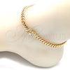 Tobillera Básica 04.156.0465.10 Oro Laminado, Diseño de Miami Cubana, con Blanca Micro Pave, Pulido, Tono Dorado (160 Gauge, 06 MM Thickness, 10 Inches Length)