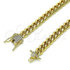 Tobillera Básica 04.156.0465.10 Oro Laminado, Diseño de Miami Cubana, con Blanca Micro Pave, Pulido, Tono Dorado (160 Gauge, 06 MM Thickness, 10 Inches Length)