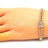 Pulsera Básica 04.156.0465.08 Oro Laminado, Diseño de Miami Cubana, con Blanca Micro Pave, Pulido, Tono Dorado (160 Gauge, 06 MM Thickness, 8 Inches Length)