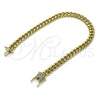 Pulsera Básica 04.156.0465.08 Oro Laminado, Diseño de Miami Cubana, con Blanca Micro Pave, Pulido, Tono Dorado (160 Gauge, 06 MM Thickness, 8 Inches Length)