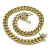 Pulsera Básica 04.156.0465.08 Oro Laminado, Diseño de Miami Cubana, con Blanca Micro Pave, Pulido, Tono Dorado (160 Gauge, 06 MM Thickness, 8 Inches Length)