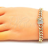 Pulsera Básica 04.156.0466.07 Oro Laminado, Diseño de Miami Cubana, con Blanca Micro Pave, Pulido, Tono Dorado (200 Gauge, 07 MM Thickness, 7 Inches Length)