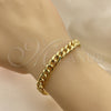 Pulsera Básica 04.156.0466.07 Oro Laminado, Diseño de Miami Cubana, con Blanca Micro Pave, Pulido, Tono Dorado (200 Gauge, 07 MM Thickness, 7 Inches Length)