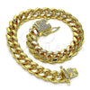 Pulsera Básica 04.156.0466.07 Oro Laminado, Diseño de Miami Cubana, con Blanca Micro Pave, Pulido, Tono Dorado (200 Gauge, 07 MM Thickness, 7 Inches Length)