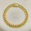 Pulsera Básica 04.156.0466.07 Oro Laminado, Diseño de Miami Cubana, con Blanca Micro Pave, Pulido, Tono Dorado (200 Gauge, 07 MM Thickness, 7 Inches Length)