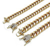 Pulsera Básica 04.156.0466.07 Oro Laminado, Diseño de Miami Cubana, con Blanca Micro Pave, Pulido, Tono Dorado (200 Gauge, 07 MM Thickness, 7 Inches Length)