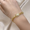 Pulsera Básica 04.156.0466.08 Oro Laminado, Diseño de Miami Cubana, con Blanca Micro Pave, Pulido, Tono Dorado (200 Gauge, 07 MM Thickness, 8 Inches Length)