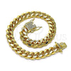 Pulsera Básica 04.156.0466.08 Oro Laminado, Diseño de Miami Cubana, con Blanca Micro Pave, Pulido, Tono Dorado (200 Gauge, 07 MM Thickness, 8 Inches Length)