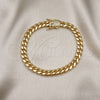 Pulsera Básica 04.156.0466.08 Oro Laminado, Diseño de Miami Cubana, con Blanca Micro Pave, Pulido, Tono Dorado (200 Gauge, 07 MM Thickness, 8 Inches Length)