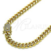 Gargantilla Basica 04.156.0466.16 Oro Laminado, Diseño de Miami Cubana, con Micro Pave Blanca, Pulido, Tono Dorado (Calibre 200, Grosor 07 MM, 16 Pulgadas de Largo)