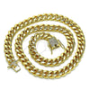 Gargantilla Basica 04.156.0466.16 Oro Laminado, Diseño de Miami Cubana, con Blanca Micro Pave, Pulido, Tono Dorado (200 Gauge, 07 MM Thickness, 16 Inches Length)