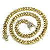 Gargantilla Basica 04.156.0466.18 Oro Laminado, Diseño de Miami Cubana, con Blanca Micro Pave, Pulido, Tono Dorado (200 Gauge, 07 MM Thickness, 18 Inches Length)
