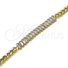Pulsera Elegante 03.283.0093.07 Oro Laminado, Diseño de Baguette, con Blanca Zirconia Cubica, Pulido, Tono Dorado (05 MM Thickness, 7 Inches Length)