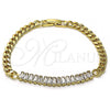 Pulsera Elegante 03.283.0093.07 Oro Laminado, Diseño de Baguette, con Blanca Zirconia Cubica, Pulido, Tono Dorado (05 MM Thickness, 7 Inches Length)
