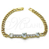 Pulsera Elegante 03.283.0094.07 Oro Laminado, Diseño de Corazón, con Blanca Zirconia Cubica, Pulido, Tono Dorado (05 MM Thickness, 7 Inches Length)