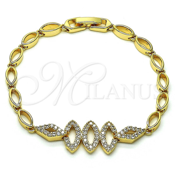 Pulsera Elegante 03.283.0096.07 Oro Laminado, con Blanca Micro Pave, Pulido, Tono Dorado (05 MM Thickness, 7 Inches Length)