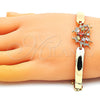 Pulsera Elegante 03.283.0099.07 Oro Laminado, Diseño de Mariposa, con Multicolor Zirconia Cubica, Pulido, Tono Dorado (08 MM Thickness, 7 Inches Length)