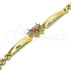 Pulsera Elegante 03.283.0099.07 Oro Laminado, Diseño de Mariposa, con Multicolor Zirconia Cubica, Pulido, Tono Dorado (08 MM Thickness, 7 Inches Length)