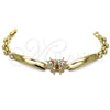 Pulsera Elegante 03.283.0099.07 Oro Laminado, Diseño de Mariposa, con Multicolor Zirconia Cubica, Pulido, Tono Dorado (08 MM Thickness, 7 Inches Length)