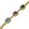 Pulsera Elegante 03.283.0119.07 Oro Laminado, con Multicolor Zirconia Cubica and Blanca Micro Pave, Pulido, Tono Dorado (05 MM Thickness, 7 Inches Length)