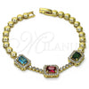 Pulsera Elegante 03.283.0119.07 Oro Laminado, con Multicolor Zirconia Cubica and Blanca Micro Pave, Pulido, Tono Dorado (05 MM Thickness, 7 Inches Length)