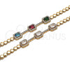 Pulsera Elegante 03.283.0119.07 Oro Laminado, con Multicolor Zirconia Cubica and Blanca Micro Pave, Pulido, Tono Dorado (05 MM Thickness, 7 Inches Length)