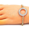 Pulsera Elegante 03.283.0120.07 Oro Laminado, Diseño de Baguette, con Blanca Zirconia Cubica, Pulido, Tono Dorado (05 MM Thickness, 7 Inches Length)