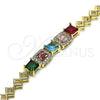 Pulsera Elegante 03.283.0122.07 Oro Laminado, con Multicolor Zirconia Cubica and Blanca Micro Pave, Pulido, Tono Dorado (07 MM Thickness, 7 Inches Length)