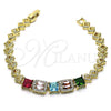 Pulsera Elegante 03.283.0122.07 Oro Laminado, con Multicolor Zirconia Cubica and Blanca Micro Pave, Pulido, Tono Dorado (07 MM Thickness, 7 Inches Length)
