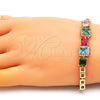 Pulsera Elegante 03.283.0123.07 Oro Laminado, con Multicolor Zirconia Cubica and Blanca Micro Pave, Pulido, Tono Dorado (05 MM Thickness, 7 Inches Length)
