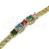 Pulsera Elegante 03.283.0123.07 Oro Laminado, con Multicolor Zirconia Cubica and Blanca Micro Pave, Pulido, Tono Dorado (05 MM Thickness, 7 Inches Length)