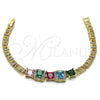 Pulsera Elegante 03.283.0123.07 Oro Laminado, con Multicolor Zirconia Cubica and Blanca Micro Pave, Pulido, Tono Dorado (05 MM Thickness, 7 Inches Length)