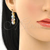 Argolla Pequeña 02.213.0363.25 Oro Laminado, Diseño de Ojo Griego y Flor, con Blanca Cristal, Esmaltado Multicolor, Tono Dorado
