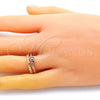 Anillo Elegante 01.213.0017.1 Oro Laminado, Diseño de Ojo Griego y Corazón, Esmaltado Rojo, Tono Dorado (One size fits all)