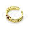 Anillo Elegante 01.213.0017.1 Oro Laminado, Diseño de Ojo Griego y Corazón, Esmaltado Rojo, Tono Dorado (One size fits all)