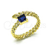 Anillo Multi Piedra 01.213.0018 Oro Laminado, con Zafiro Azul Zirconia Cubica, Pulido, Tono Dorado (One size fits all)