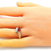 Anillo Multi Piedra 01.213.0018.1 Oro Laminado, con Granate Zirconia Cubica, Pulido, Tono Dorado (One size fits all)