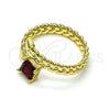 Anillo Multi Piedra 01.213.0018.1 Oro Laminado, con Granate Zirconia Cubica, Pulido, Tono Dorado (One size fits all)