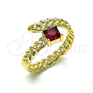 Anillo Multi Piedra 01.213.0018.1 Oro Laminado, con Granate Zirconia Cubica, Pulido, Tono Dorado (One size fits all)