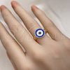 Anillo Elegante 01.213.0019 Oro Laminado, Diseño de Ojo Griego, Esmaltado Azul, Tono Dorado (One size fits all)